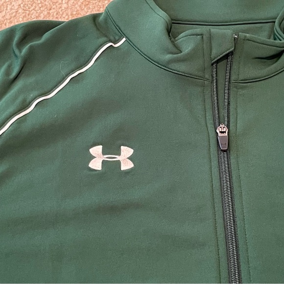 Under Armour Athletic Jacket - Full Zip - Dark Green w/ White Piping - Size: XXL - Picture 5 of 8
